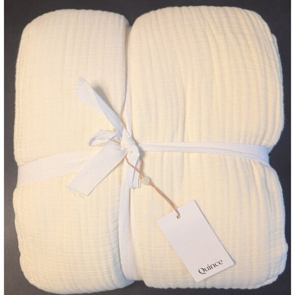 Quince 100% Organic Cotton Airy Gauze Duvet Cover 1PC Ivory King/Cal -NEW- - Picture 1 of 6